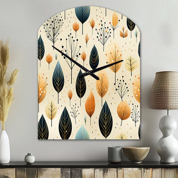 Modern Leaf Patterns II - Asymmetric Metal Wall Clock